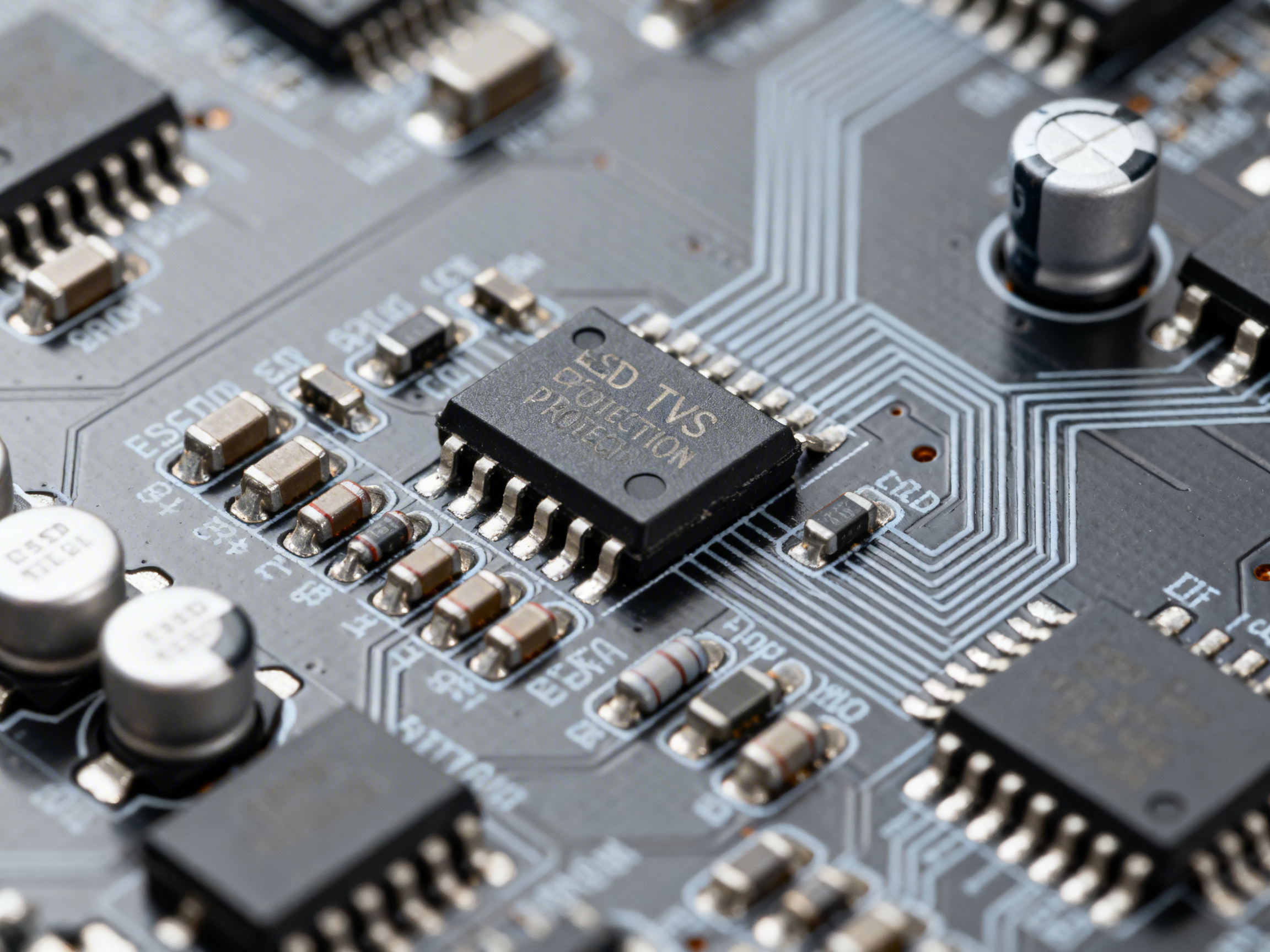 PCB with discrete and protection placement context
